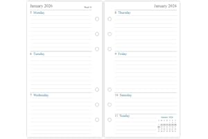 newestor 2026 Weekly Planner Refill for A6 Ring Binder, Week on Two Pages, Personal Size 3.75" x 6.75"