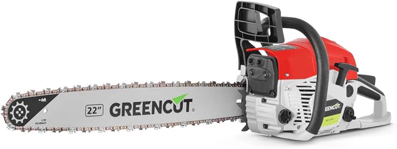 GREENCUT GS680X - Motosierra de gasolina con motor de 2 tiempos 68cc y 3,9cv con espada de 22'', Arranque Easy-Start, Sistema Anti-Vibración, Tecnología TRU-SHARP: Amazon.es: Bricolaje y herramientas