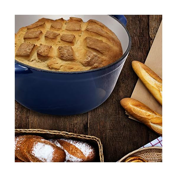 AIDEA Dutch Oven Enameled Cast Iron Round, Bread Baking Pot with Lid