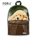 FOR U DESIGNS Cute Dog Printed Animal Backpack Soft Canvas School Book Bag for Teens