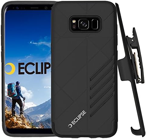 Samsung Galaxy S8 Case 5.8 inch Three Layers Hard Armor Cases Full Body Protective Cover with Holster Belt Clip and Kickstand, Black