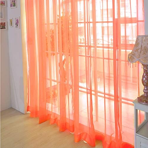 Dirance 1 Piece Solid Color Solid Color Glass Screen Door Curtain Hanging Plate Silk Scarf net Size 80x200cm (Orange)