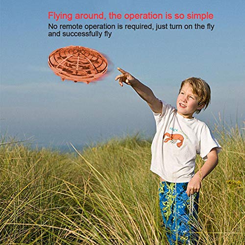 Teepao UFO Flying Ball Toys, Mini Quadcopter Drone Auto-Avoid Obstacles Helicopter Ball with 360°Rotating LED Lights for Kids,Adult (Gold)