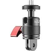 HSU Vertical Mount for GoPro, Aluminum 90 Degree Direction Adapter, 1/4"-20 Screw Tripod Mount for GoPro Hero 13/12/11/10/9/8/Insta360 X5/X4/X3, DJI Osmo Action 5/4/3 AKASO Action Camera and More