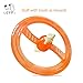 LEPPI Rubber Frisbee Flying Dog Frisbee Toy Easy Catch Dog Flyer with Treat IQ Hole Tug of War Toys - Orange