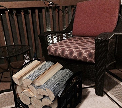 Home-Complete Firewood Rack Holder With Decorative Scroll Design- Metal Outdoor Indoor Log Storage Bin for Fireplace Firepit and Wood Stove (Black)
