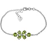 Galaxy Gold GG 14k White Gold Floral Bracelet with Peridots