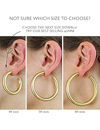 Columbus - Pendientes de aro gruesos e hipoalergénicos chapados en oro de 14 quilates o rodio, ligeros