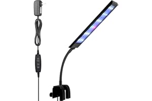 Fish Tank Clip on Light, VARMHUS RGB Clamp Aquarium Light Fish and Plant Aquarium Lighting with Timer Dimmer for Sunrise and Sunset (7W)