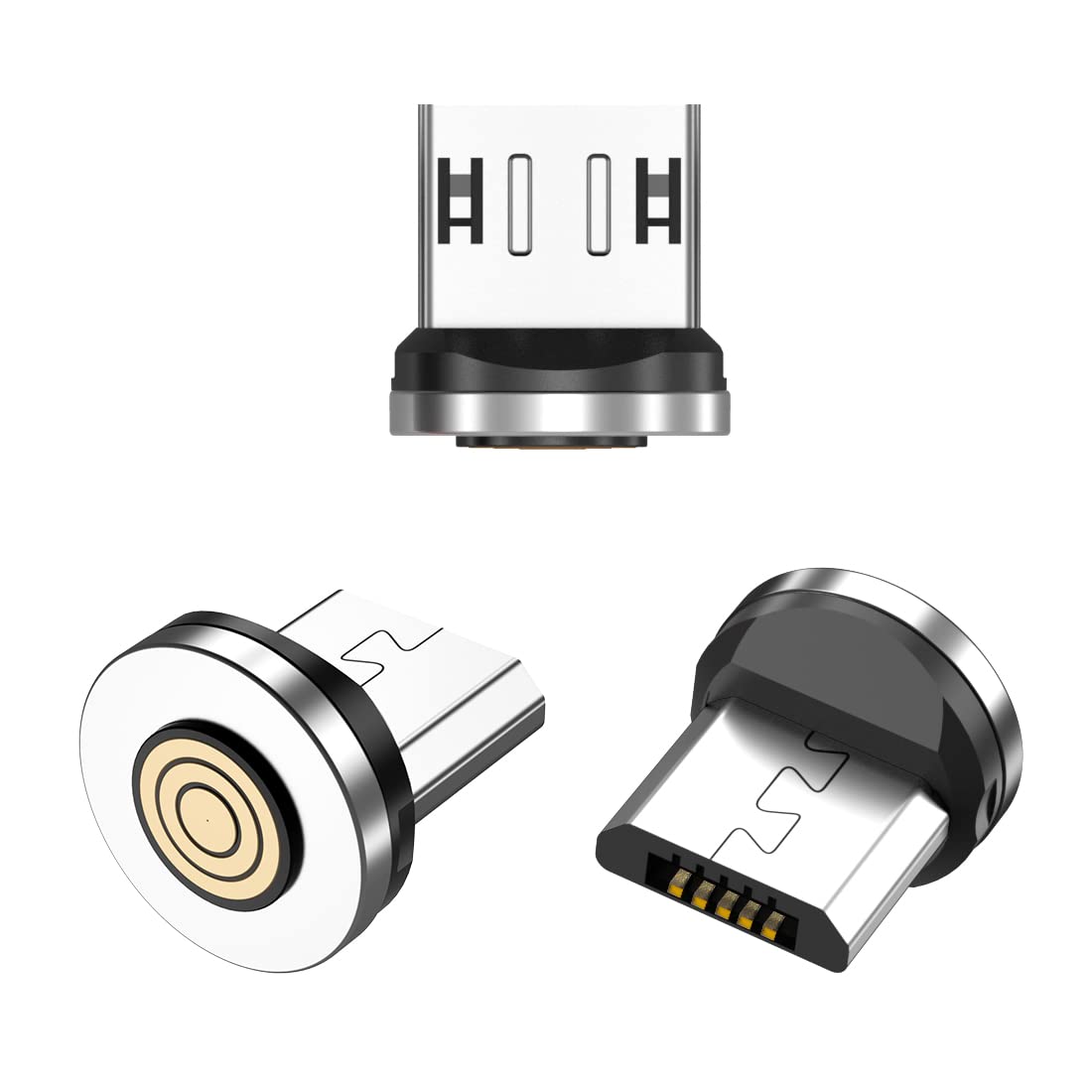 M & B Magnetic Connectors for 3.1Amp Magnet Charger Cable Micro USB, does not support PD60 Watts Cable (3 Micro USB Connectors, Silver)