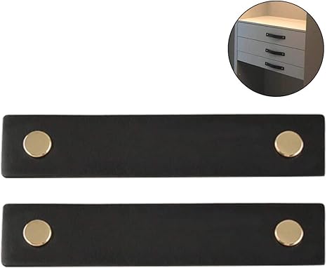 Creation Core 2pcs Genuine Leather Drawer Pulls Wardrobe Cabinet