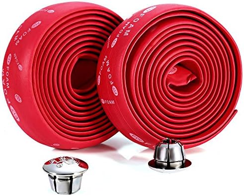 Stylrtop Bike Bicycle Cycle Cork Handlebar Handle Bar Rubber Ribbon Tape Wrap + 2 Bar Plug (Red)