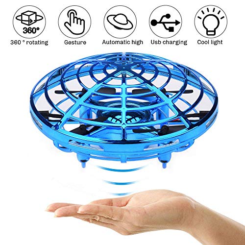 UFO Flying Ball Toys, Gravity Defying Hand-Controlled Suspension Helicopter Toy, Infrared Induction Interactive Drone Indoor Flyer Toys with 360° Rotating & LED Lights for Kids, Teenagers Boys Girls