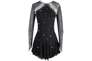 LIUHUO Dark Black Skating Skirt Lady's Skating Costume Girls Simple Generous Figure Skating Dress Women