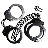 Professional Double Lock Handcuffs & Leg Cuffs - Stainless Steel - Black