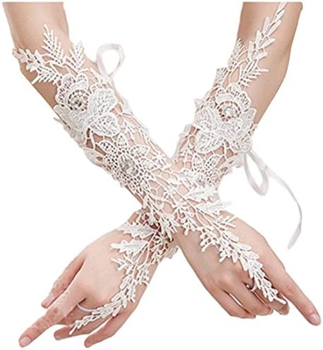 Women's Fingerless Elbow Lace Brides Wedding Party Gloves Accessory G04