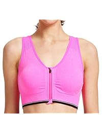 Capricia O'dare Sujetador deportivo sin costuras con cremallera frontal y espalda cruzada con acolchado extraíble para mujer