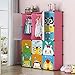 KOUSI Kid dresser Baby Clothes Rack Kid Wardrobe Closet Bedroom Armoire Cube Organizer Formaldehyde-Free Furniture(Pink, 8 Cubes 2 Hanging Sections)