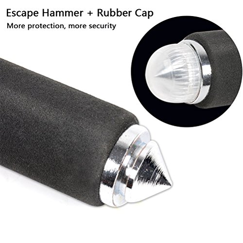 QLOUNI Car Steering Wheel Lock Adjustable Universal Vehicle Locking Devices Heavy Duty Self-defense Weapon Escape Hammer (with 3 Keys, End Cap, Velcro) - Thumbnail 3