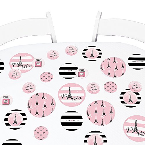 Big Dot of Happiness Paris, Ooh La La - Paris Themed Baby Shower or Birthday Party Giant Circle Confetti - Party Decorations - Large Confetti 27 Count
