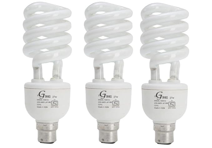 Glean CFL Spiral Lights (White, 27 Watt) -Pack of 3 Bulbs