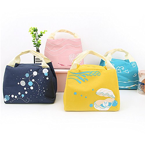 SportHome Cute Underwater World Insulation Pack Waterproof Canvas Portable Lunch Bag(Sky Blue)