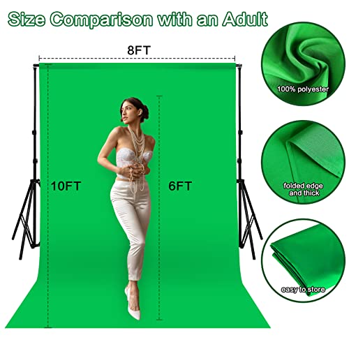 CIPAZEE Green Screen Backdrop 8x10FT for Photoshoot Greenscreen Background for Photography