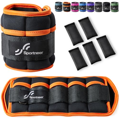 Sportneer Gewichtsmanschetten, Verstellbares Fußgelenkgewichte Set, Fuß-/Handgelenkgewicht Manschetten, 1 Pfund bis 7 Pfund (454 g bis 3,18 kg), 2er P
