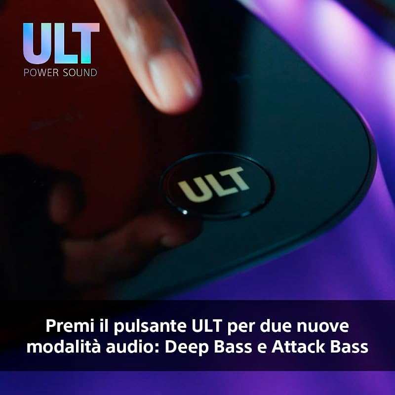 ULT TOWER 10 - Altoparlante Bluetooth per feste con ULT POWER SOUND, bassi profondi, altoparlanti X-Balanced, luci a LED a 360 gradi, microfono wireless, portatile, con maniglia e ruote - Black