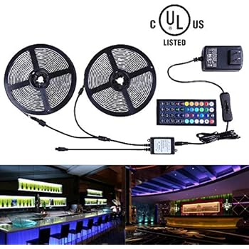 Miheal Led Strip Lights Kit 32.8 Ft (10m) 300leds Waterproof 5050 SMD RGB LED Flexible Lights with 44key ir Controller and Power Supply for Home,Kitchen,Trucks,Sitting Room and Bedroom Decoration.