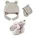 Luvable Friends Fleece Winter Hat, Mittens and Booties Set, Light/Gray, 12-18 Months
