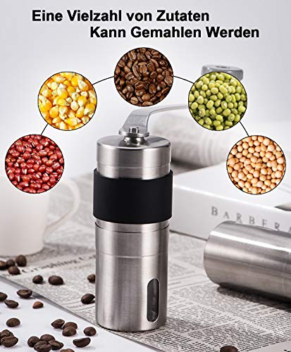 SZSMD HandKaffeemühle, Manuelle Kaffeemühle, Edelstahl Kaffeemühle mit Verstellbare Mühle, Tragbare Kaffee Mühle für… – Bild 7