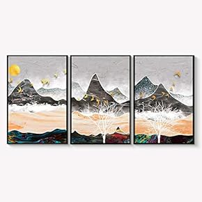 Framed Canvas Wall Art for Living Room, Bedroom Abstract Landscape Dream Place Canvas Prints for Home Decoration Ready to Hanging - 16"x24"x3 Panels
