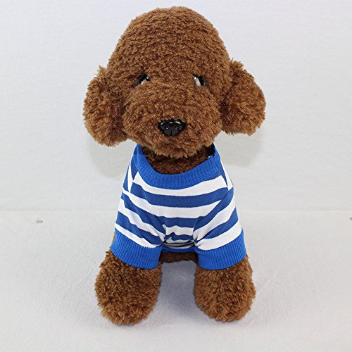 Dog T-Shirt,Alalaso Cotton Stripe Puppy Costume for Small Dog Letter Printed Good Vibes ONLY(Blue,S)
