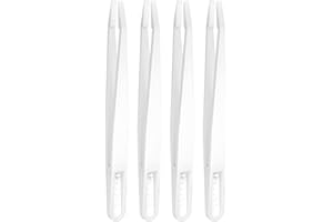 HARFINGTON 4Pcs 93305 Precision Plastic Tweezers Kit 120mm Anti-Static Flat Head Craft Tweezers Set White for Electronics Jew