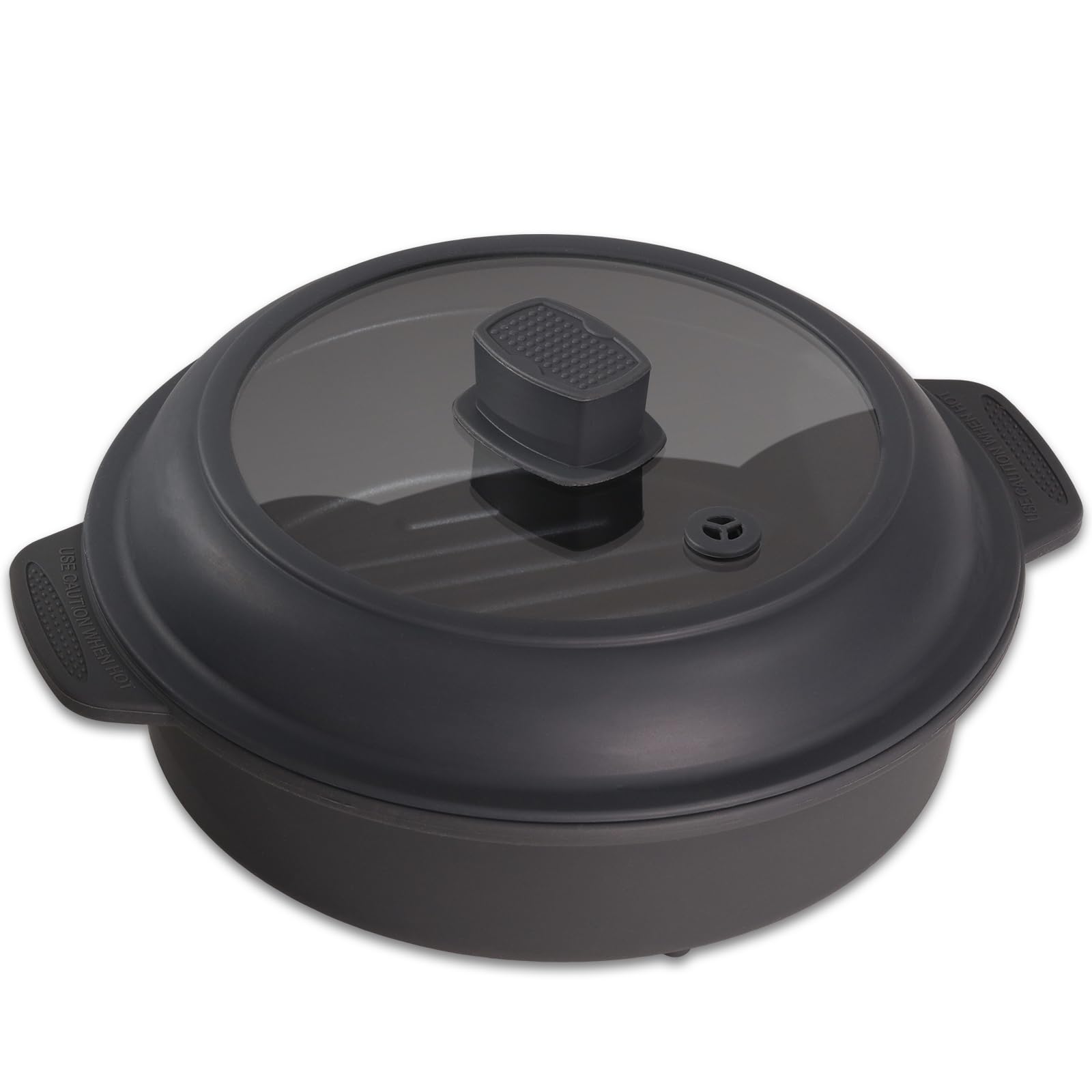 Photo 1 of GLOU-GLOU GOOSE GGG Microwave Grill Pan, Fry Griddle Crisper Pan with Lid for Grilling Browning and Crisping Foods Microwave Silicone Cookware for Meat Sandwich Vegetable Dark Grey