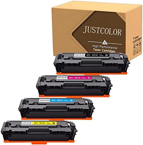 JUSTCOLOR Compatible Toner Cartridge Replacement for HP 207A W2210A W2211A W2212A W2213A for 