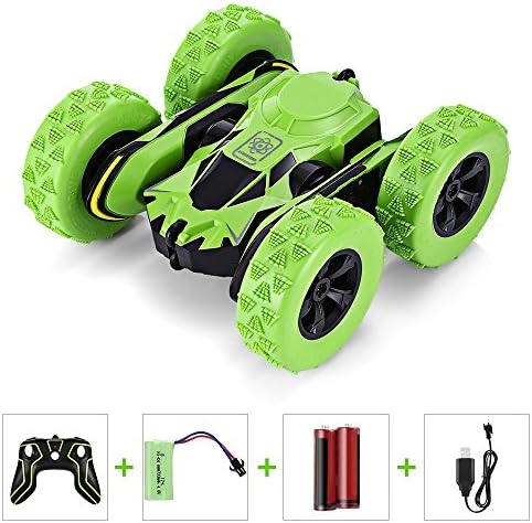RC Car Amphibious Waterproof Remote Control 360-degree Rotation Stunt Car Children Toy Funny Gifts for Boys Girls Teenagers Adults (Green)