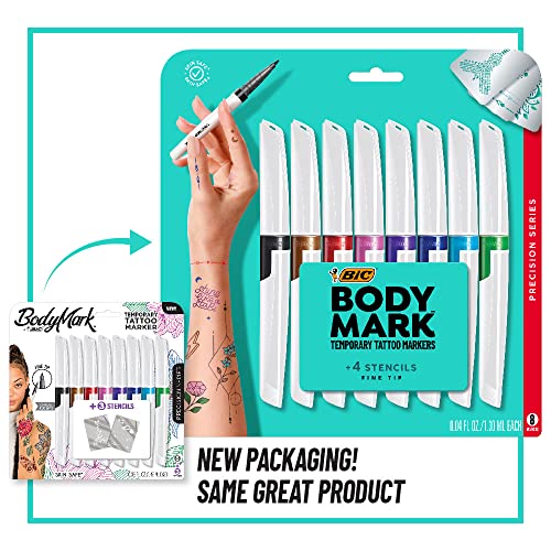 BIC BodyMark Temporary Tattoo Markers for Skin, Precision Series, Fine