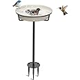 VeyFolzin.st Bird Baths for Outdoors, Detachable Birdbaths for The Garden Clearance, Heavy Duty Freestanding Bird Baths, Bird Bath Bowl Spa & Birdfeeder with Metal Stake Stand (White)