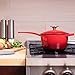 Zelancio Enameled 2-Quart Cast Iron Sauce Pan, Pot with Lid. Perfect as a Bean Pot, Spaghetti Sauce Pot, Barbecue Sauce Pot, or Pasta Sauce Pot, Cayenne Red