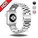 Watch Band Silver 42MM/44MM Stainless Steel Strap Wristband for Apple Watch Series4/3/2/1 All Version Comfortable Durable Folding Metal Clasp Classic Buckle Wrist Watch Strap,Updated Version