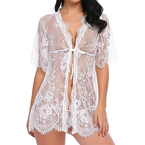 Dtuta Negligee Dessous Lingerie Nachtwäsche für Damen Erotik Babydoll Set mit Rüschen öffnen Vorderseite Spitze… – Bild 3