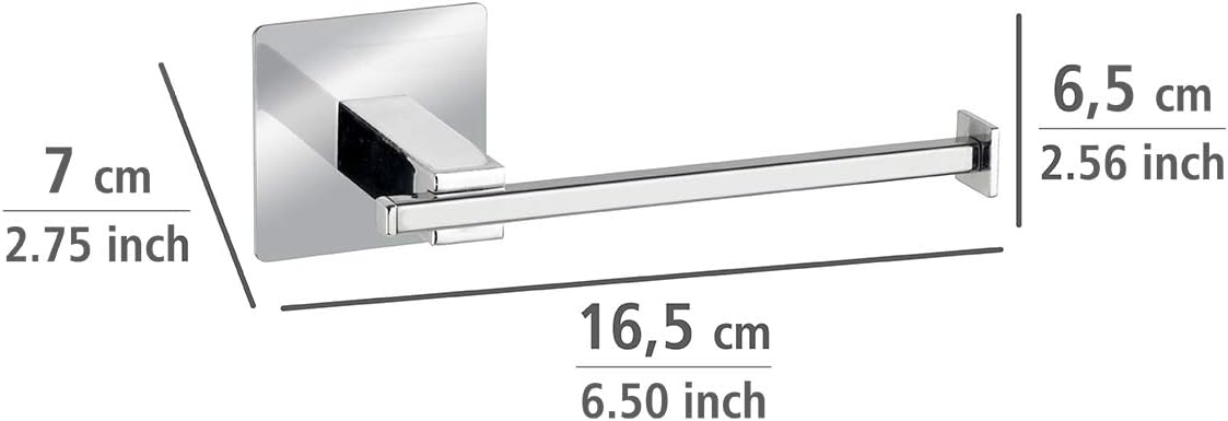 Wenko Turbo-Loc® Quadro Stainless Steel Toilet Roll Holder without Lid, No Drilling Required, Stainless Steel, Chrome, Silver - Image 5