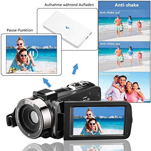 EastPoint Camcorder Videokamera FHD 1080P Video Camcorder Digitalkamera 24MP 3inch LCD Touchscreen IR-Nachtsicht 16X… – Bild 6
