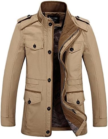 UNYU Military Jacket,Mens air Force Jacket Slim Fit Long Sleeve Cotton Casual Lightweight Warm Zipped Jacket Parka Trench Coats Blazer Outerwear with Multi Pockets