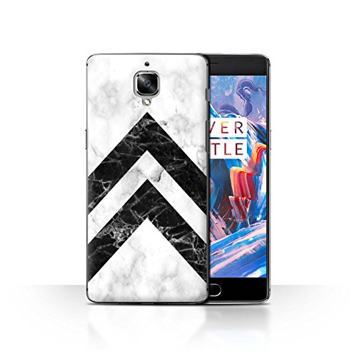 STUFF4 Phone Case/Cover for OnePlus 3/3T/Monochrome Chevrons Design/Geometric Marble Pattern Collection