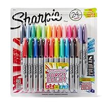 Sharpie Color Burst Permanent Markers, Fine Point, Assorted Colors, 24-Count