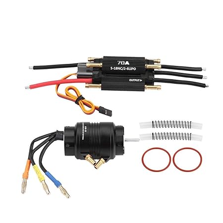 Dilwe RC Motor und ESC, 2958 3380KV Sensorless Motor w/ 29S Wasserkühlungsjacke & 70A Brushless Regler für RC Boot RC Modell 