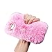 Mihaha Luxury double row Bling Diamond Adorable Lovely Creative Fluffy Rabbit Warm Soft Hair Furry Fur Decorative Soft TPU Case For iPhone 7 Plus (Pink)